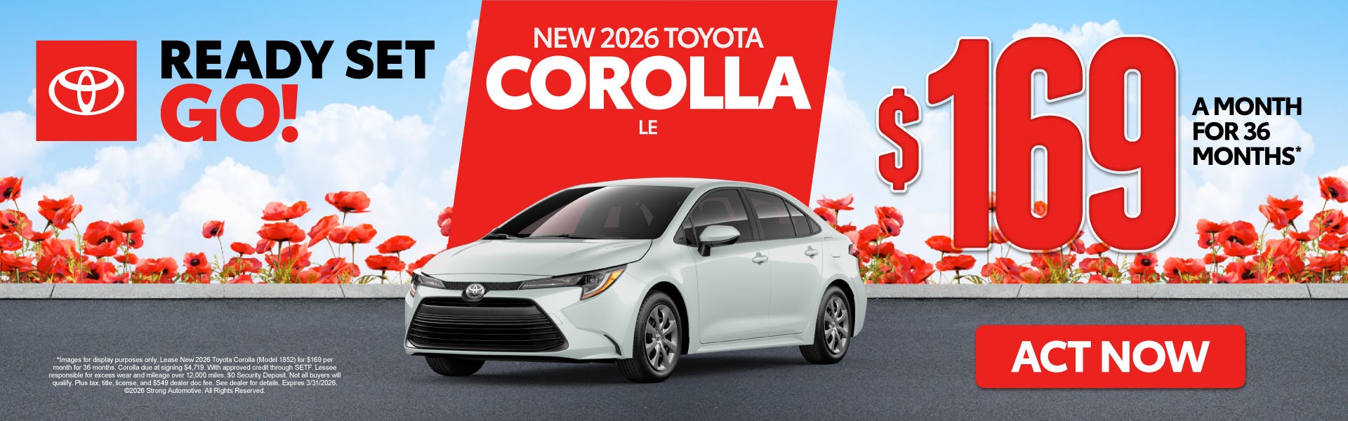 NEW 2026 TOYOTA COROLLA LE 	"$169/mo for 36 months* "