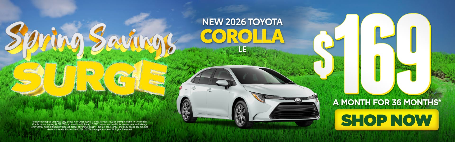 NEW 2026 TOYOTA COROLLA LE 	"$169/mo for 36 months* "
