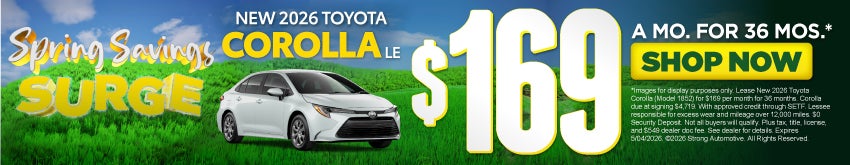 NEW 2026 TOYOTA COROLLA LE "$169/mo for 36 months* "