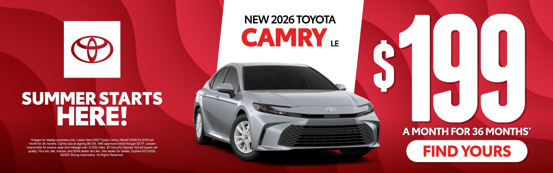 New 2026 Toyota Camry LE $199/mo for 36 months*