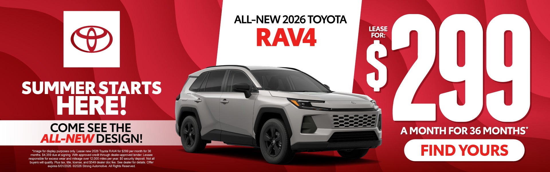 New 2026 Toyota Rav4 Lease For $299/36 Mo*
