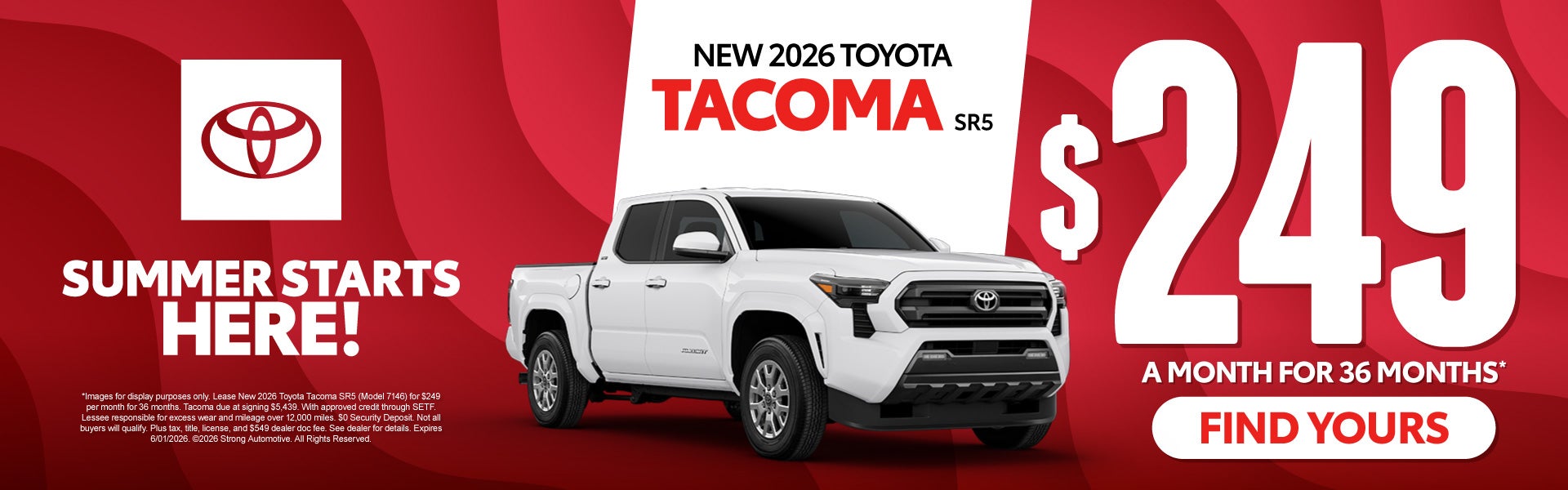 New 2026 Toyota Tacoma SR5 $249/mo for 36 months*